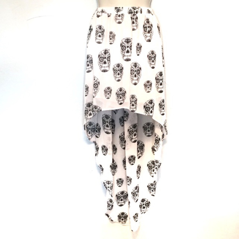 H&M Hi Low Black White Skull Skirt